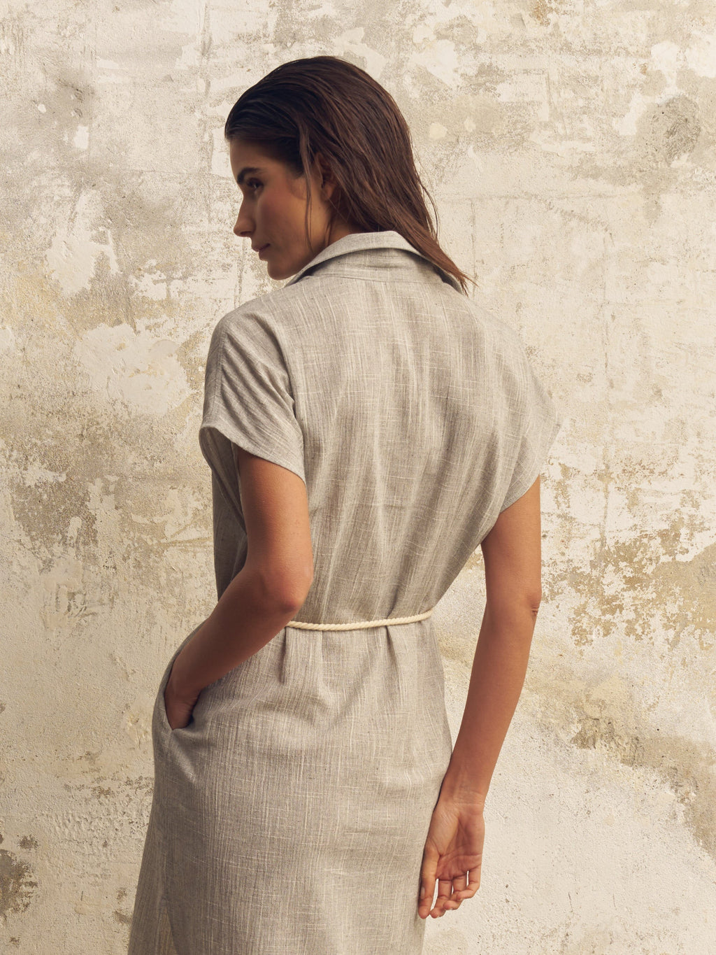 Buy Zaya Shirt Dress - Gray by The Handloom
