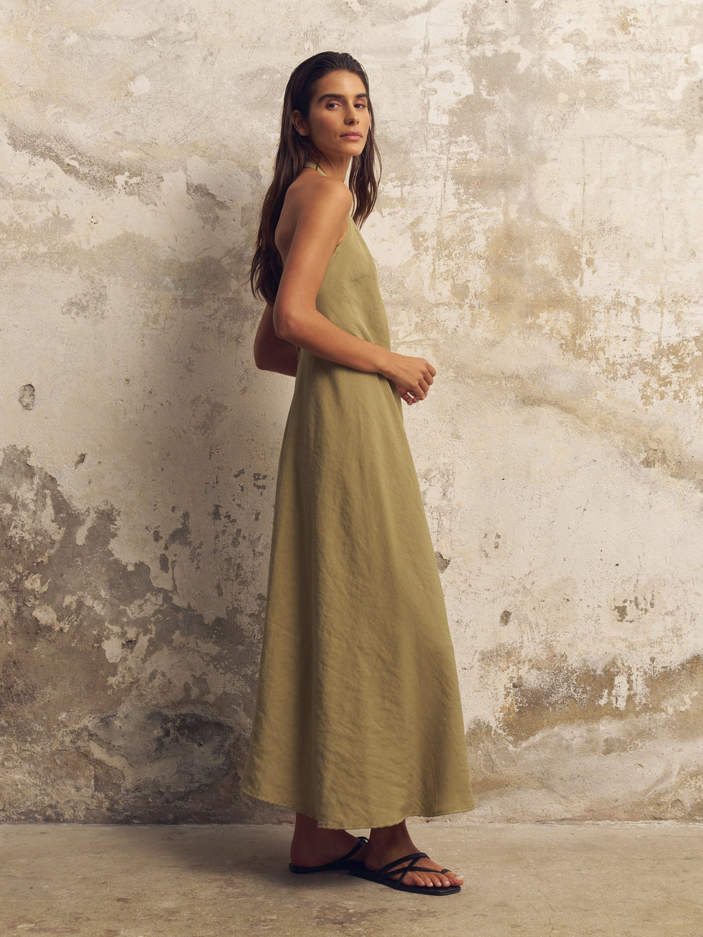 Buy Zoe Maxi Dress - Khaki Green by The Handloom