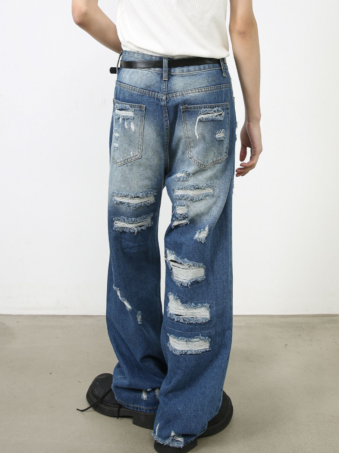 Men's Distressed Jeans with Pockets