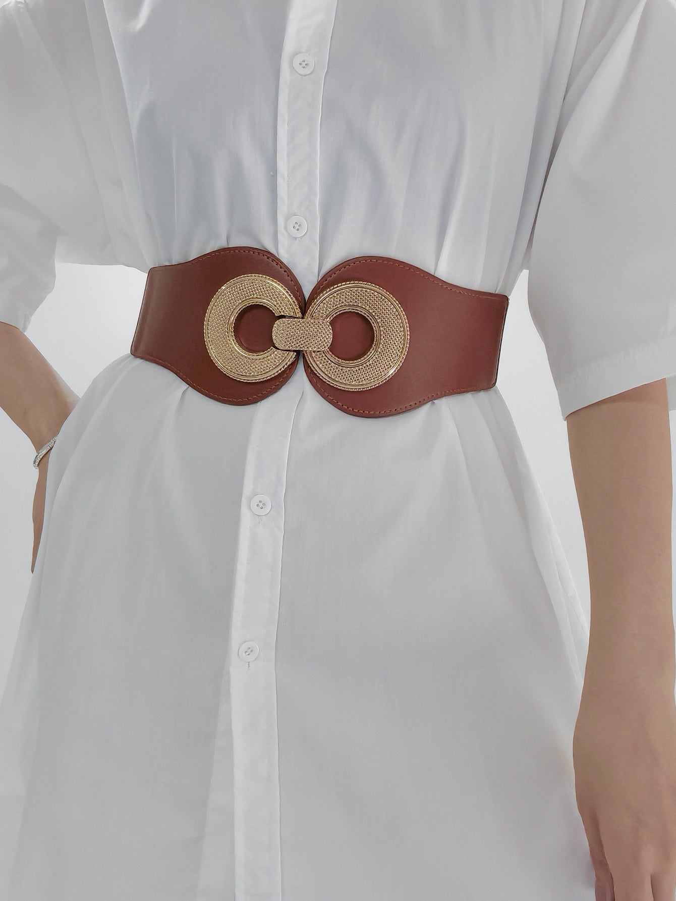 Buy Alloy Buckle Elastic PU Belt by Faz