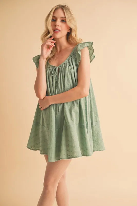 Buy Ruffled Cap Sleeve Cotton Tunic Mini Dress by Faz