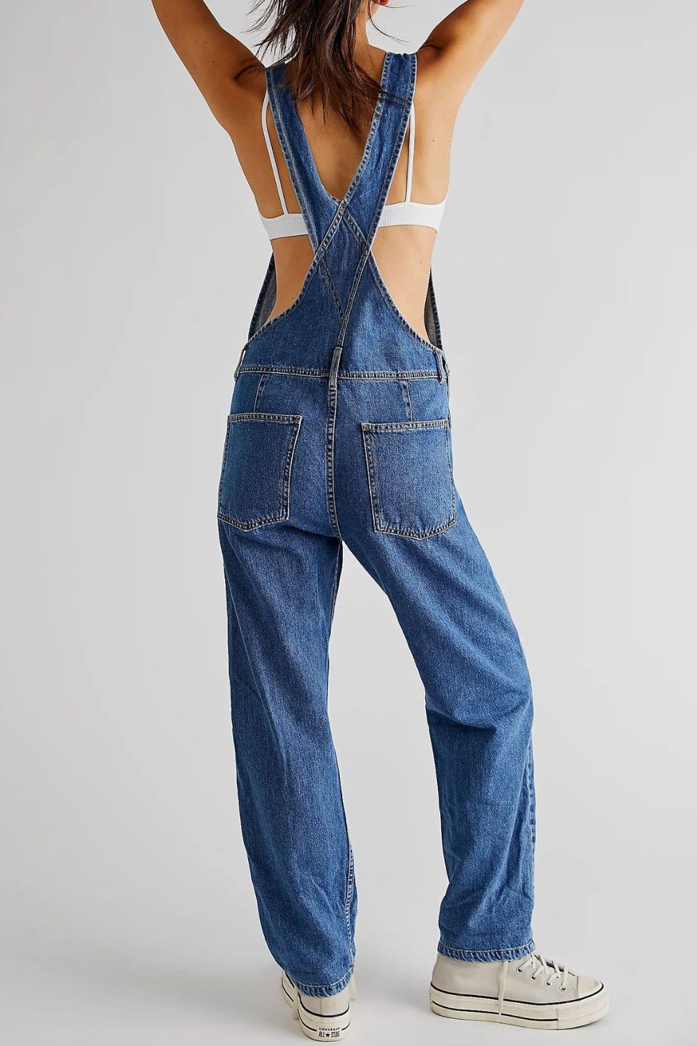 Buy Wide Strap Square Neck Denim Overalls by Faz