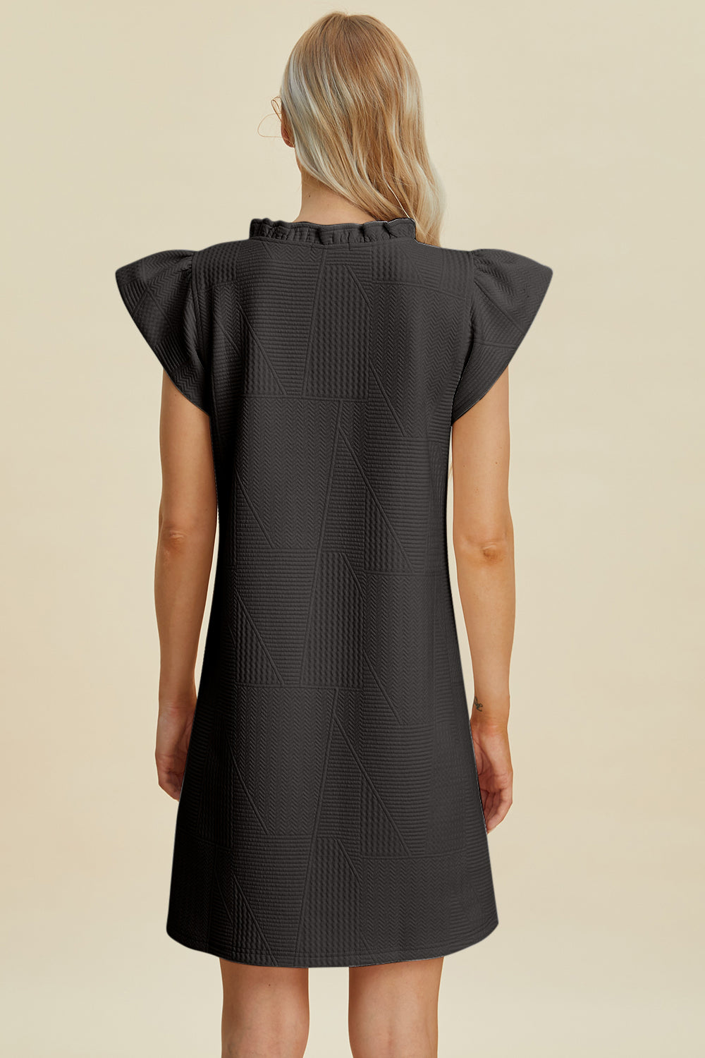 Buy Full Size Ruffled V-Neck Cap Sleeve Dress by Faz