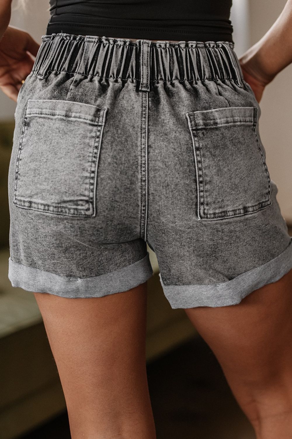 Buy Zipped Cuffed Edge Denim Shorts by Faz