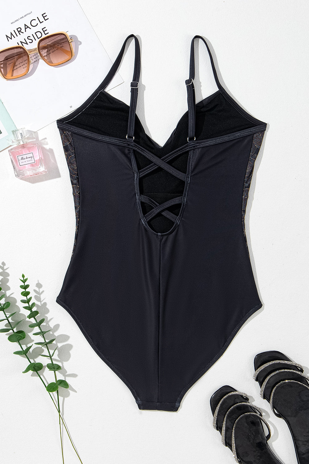 Buy Embroidered V-Neck One-Piece Swimwear by Faz