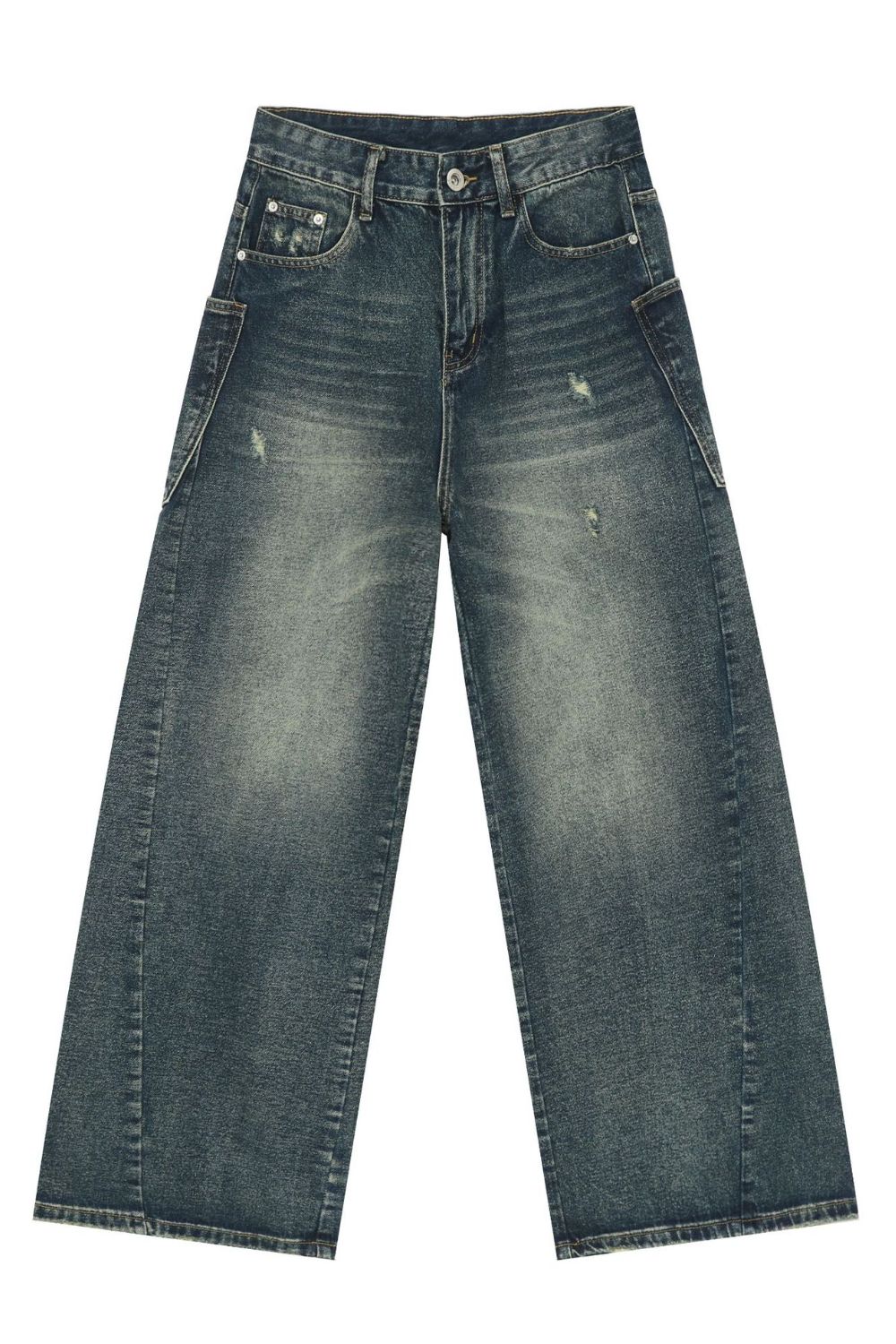 Buy Men's Distressed Detail Wide Leg Jeans by Faz