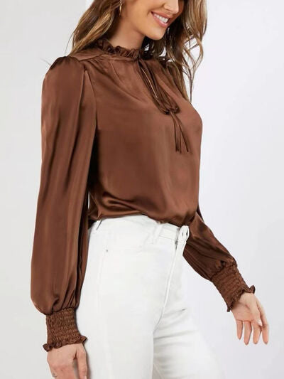 Buy Frill Tied Lantern Sleeve Blouse by T@N