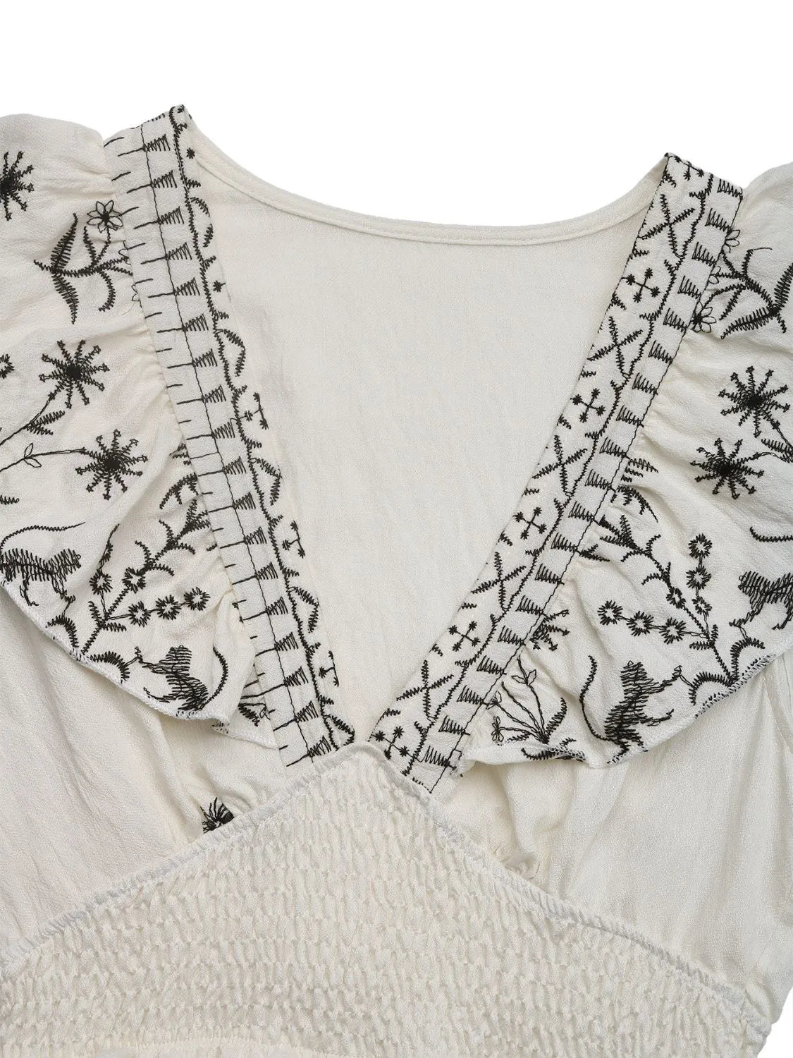 Buy Smocked Ruffled Cap Sleeve Mini Dress by Faz