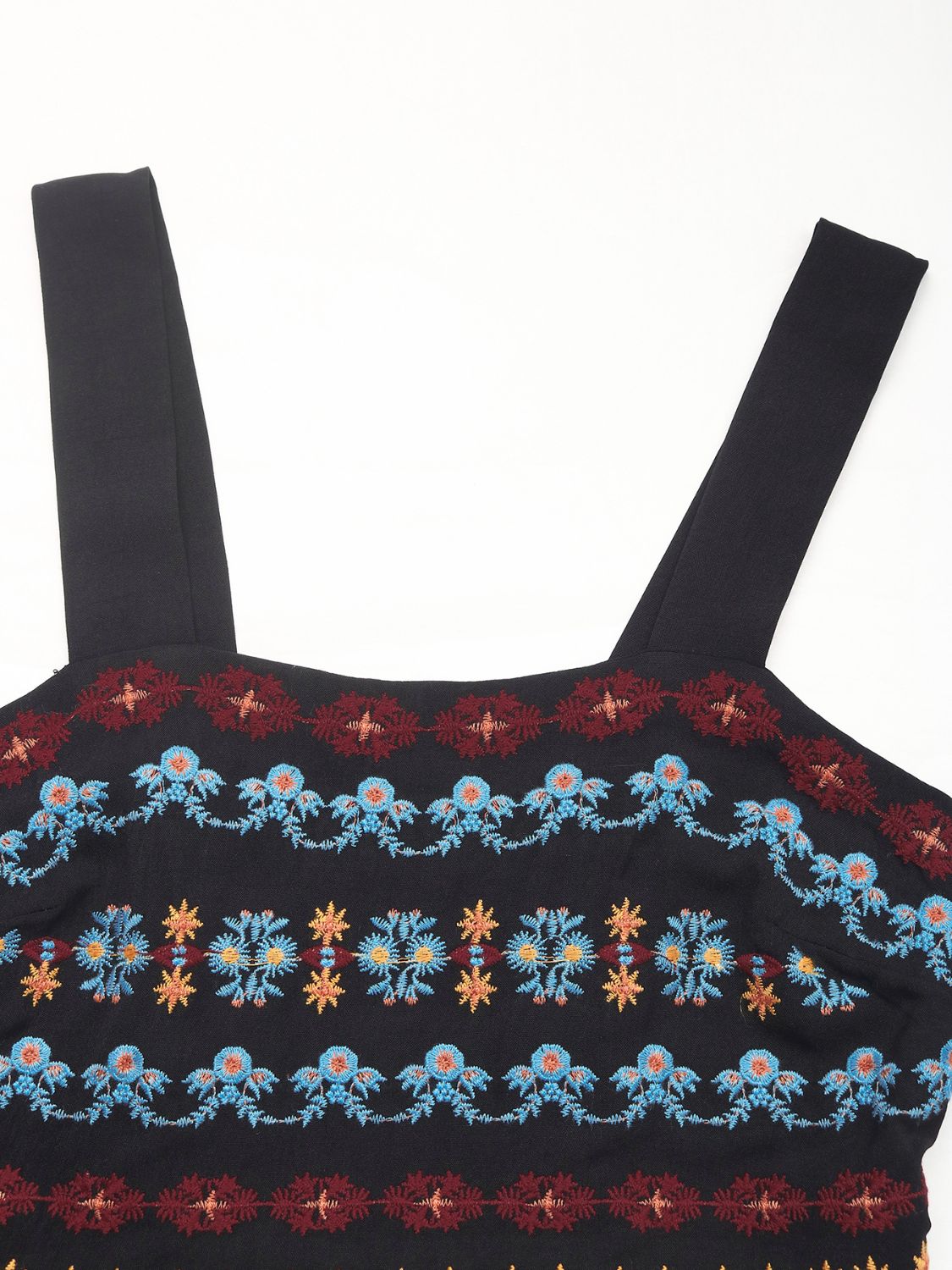 Buy Embroidered Floral Side Slit Sleeveless Midi Dress by Faz