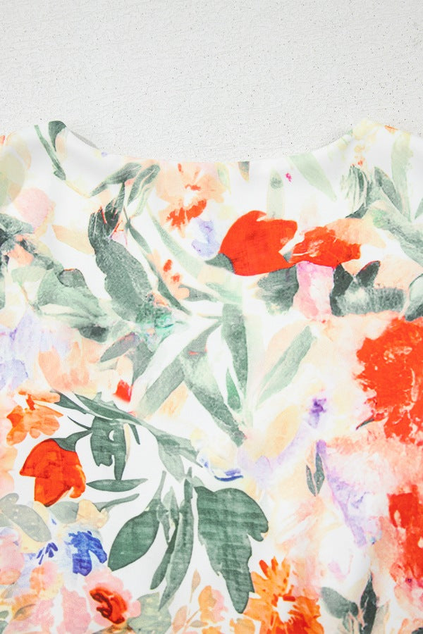 Buy Floral Double Ruffle Sleeve V Neck Mini Dress by Faz