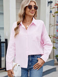 Buy Striped Collared Neck Button Down Long Sleeve Shirt by Manny