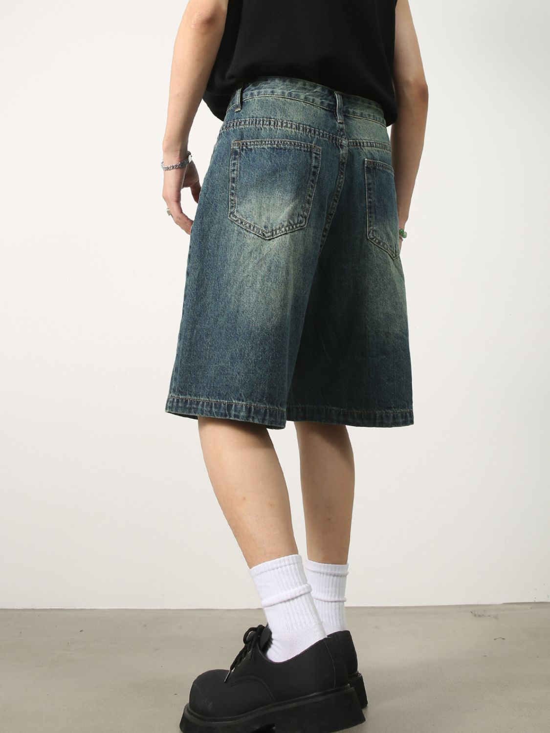Buy Men's Washed Denim Shorts with Pockets by Faz