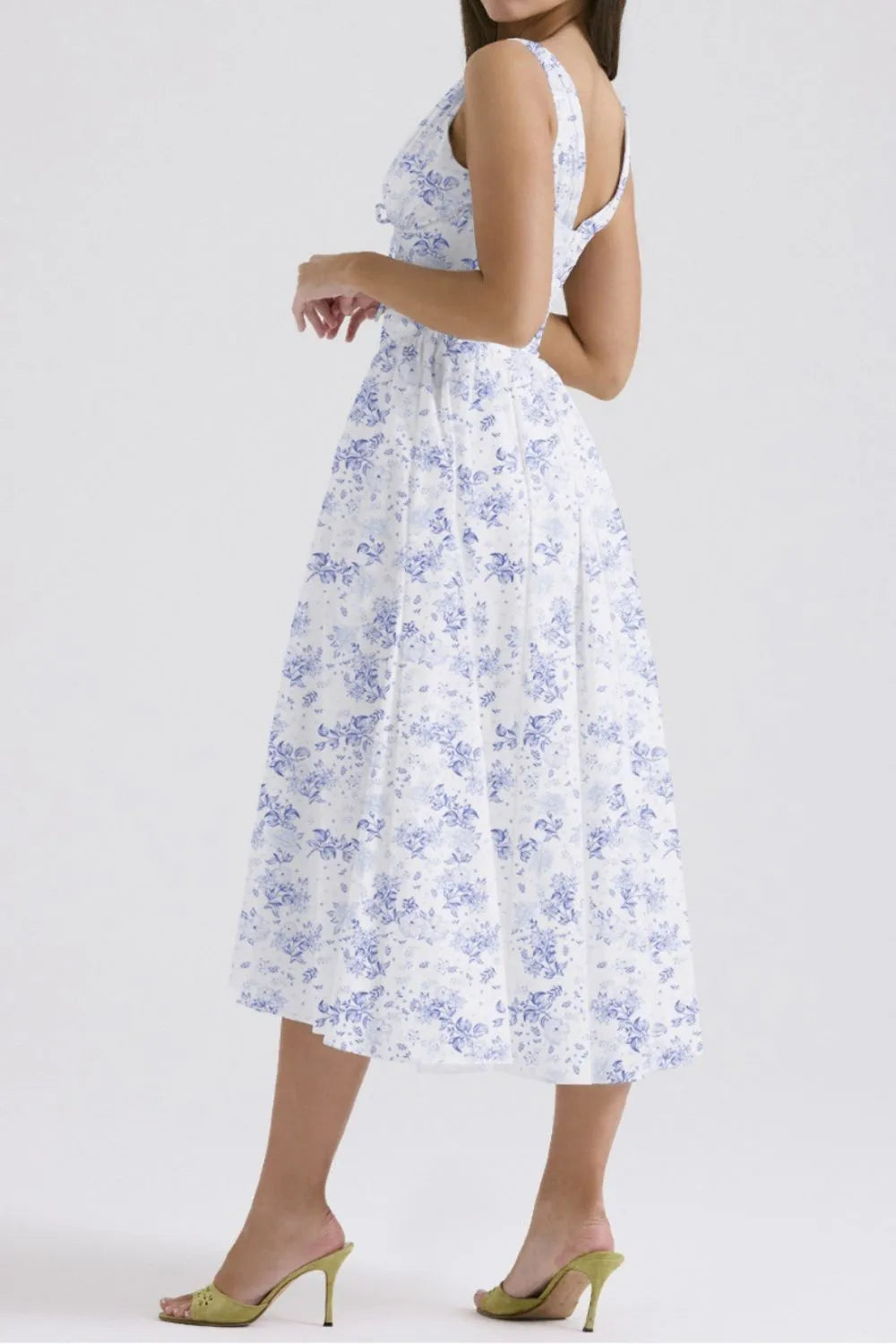 Buy Floral V-Neck Sleeveless Midi Dress with Pockets by Faz
