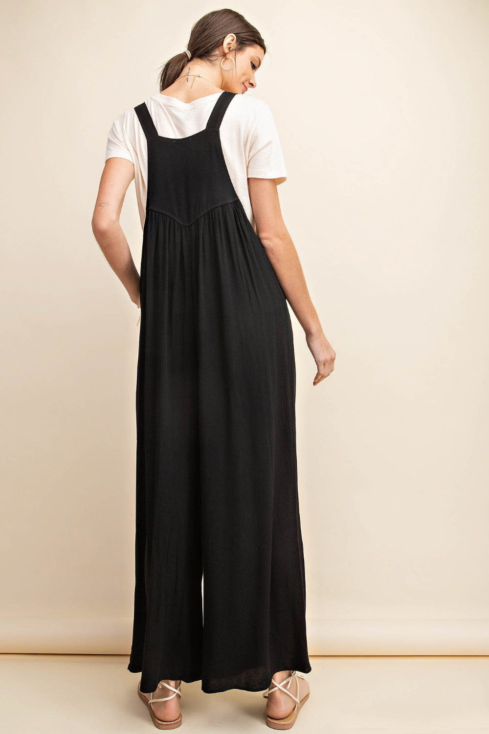 Buy Full Size Sleeveless Ruched Wide Leg Overalls by Faz