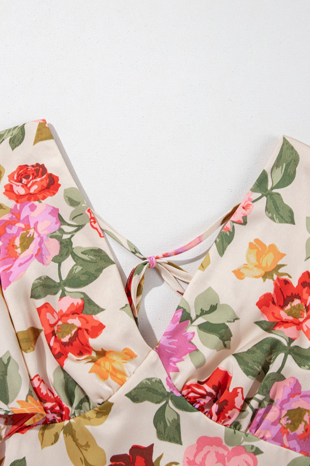 Buy Floral Short Sleeve Tie Back Slit Dress by Faz