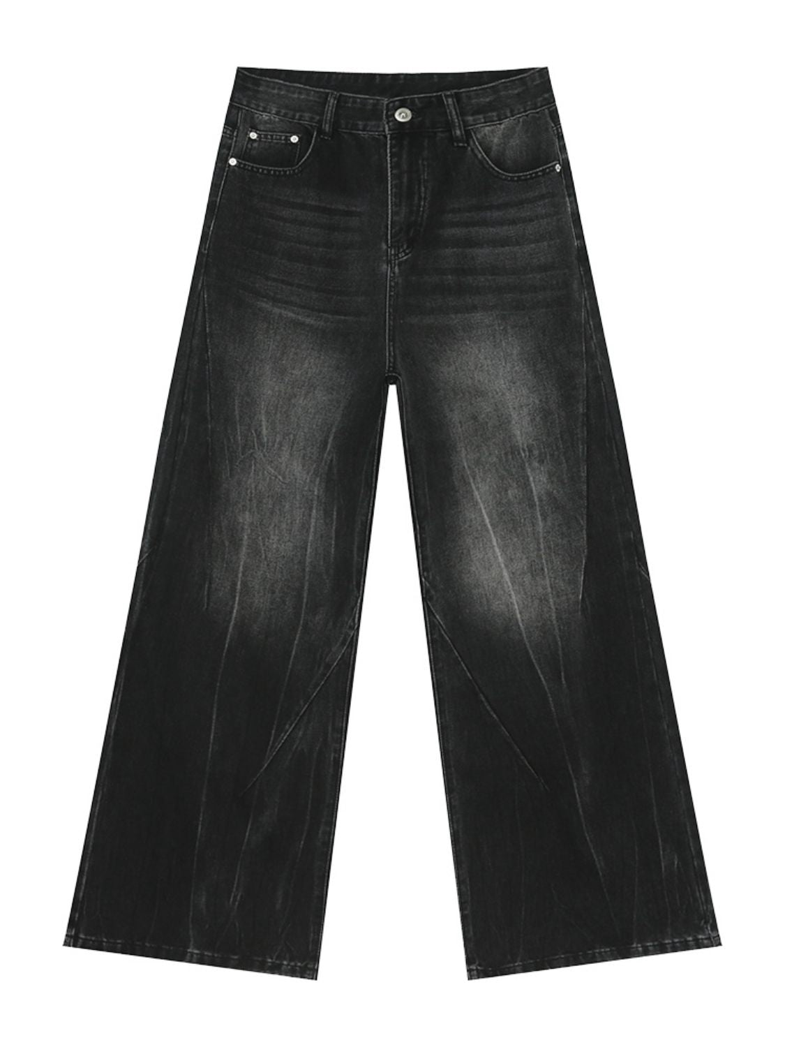 Buy Washed Lightning Pattern Wide Leg Jeans by Faz