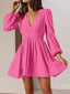 Buy Ruched V-Neck Balloon Sleeve Mini Dress by Faz