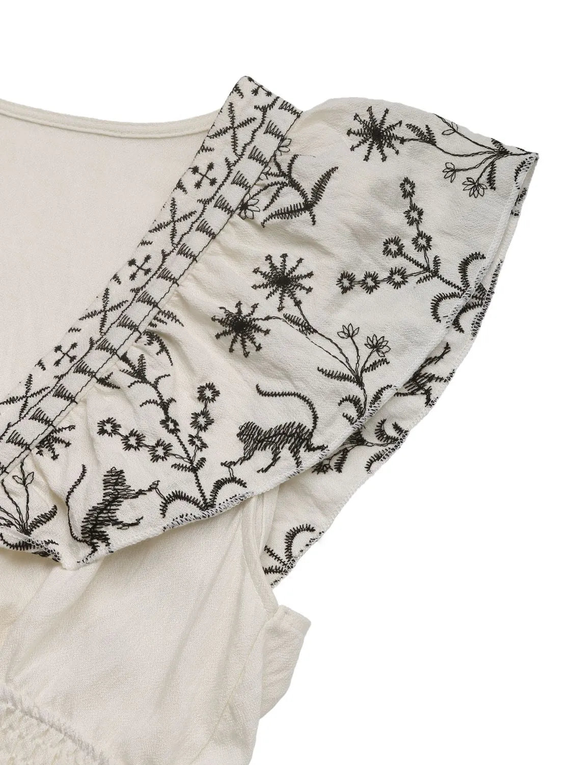 Buy Smocked Ruffled Cap Sleeve Mini Dress by Faz