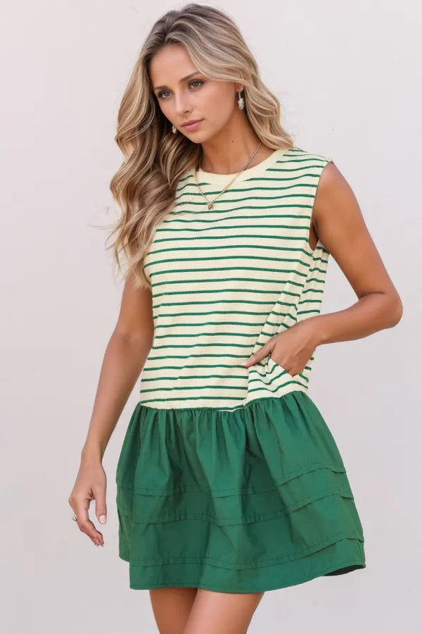 Buy Stripe Woven Sleeveless Mini Dress by Faz