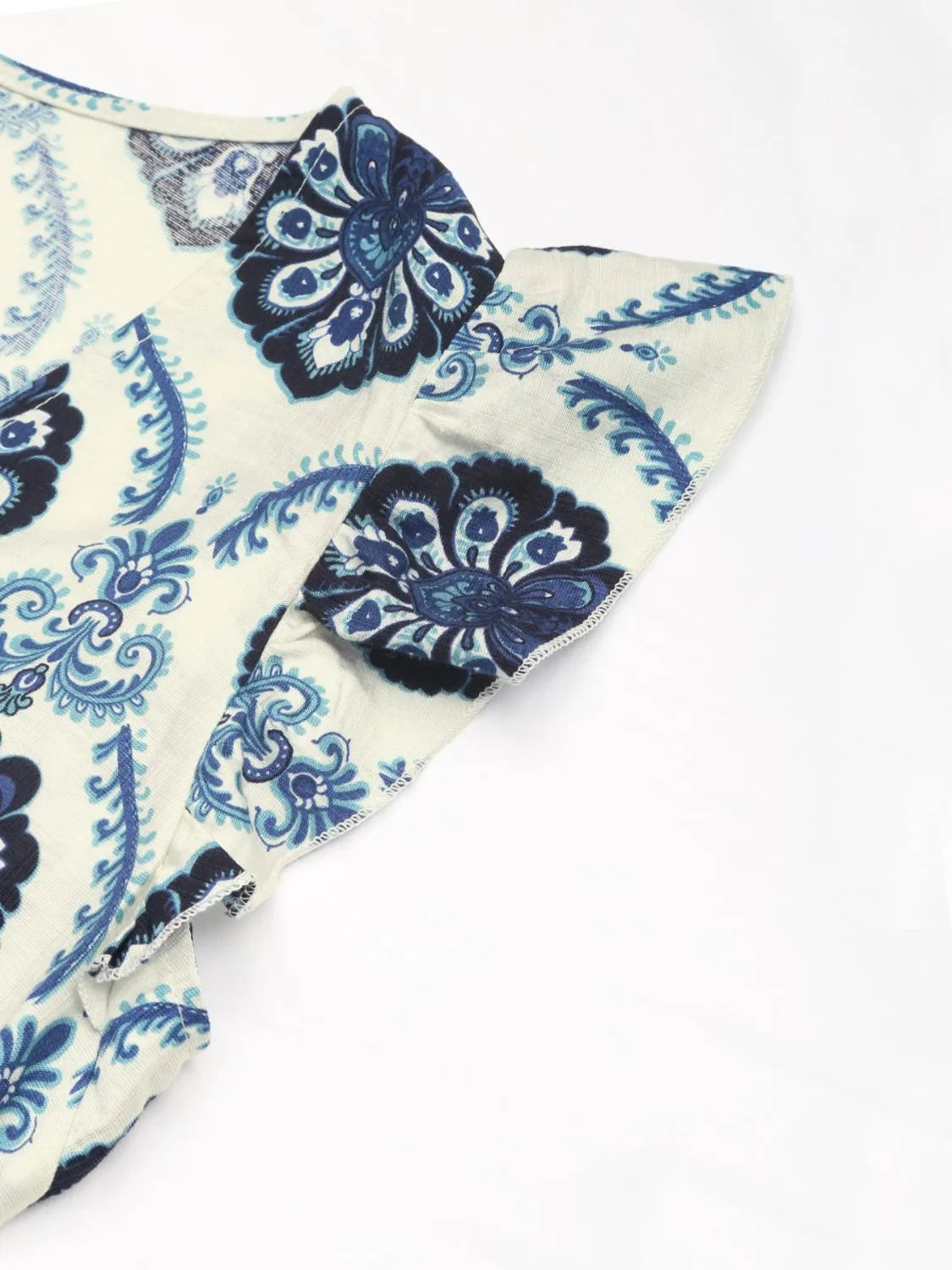 Buy Printed V-Neck Cap Sleeve Dress by Faz