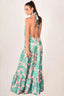 Alessandra Floral Satin Silk Backless Maxi Dress