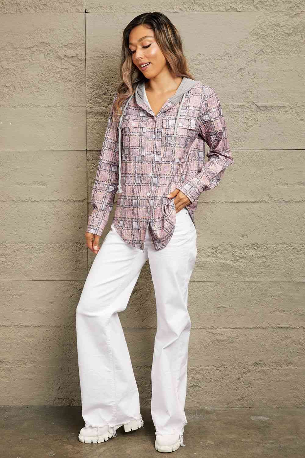 Buy Plaid Long Sleeve Hooded Jacket by SYNZ