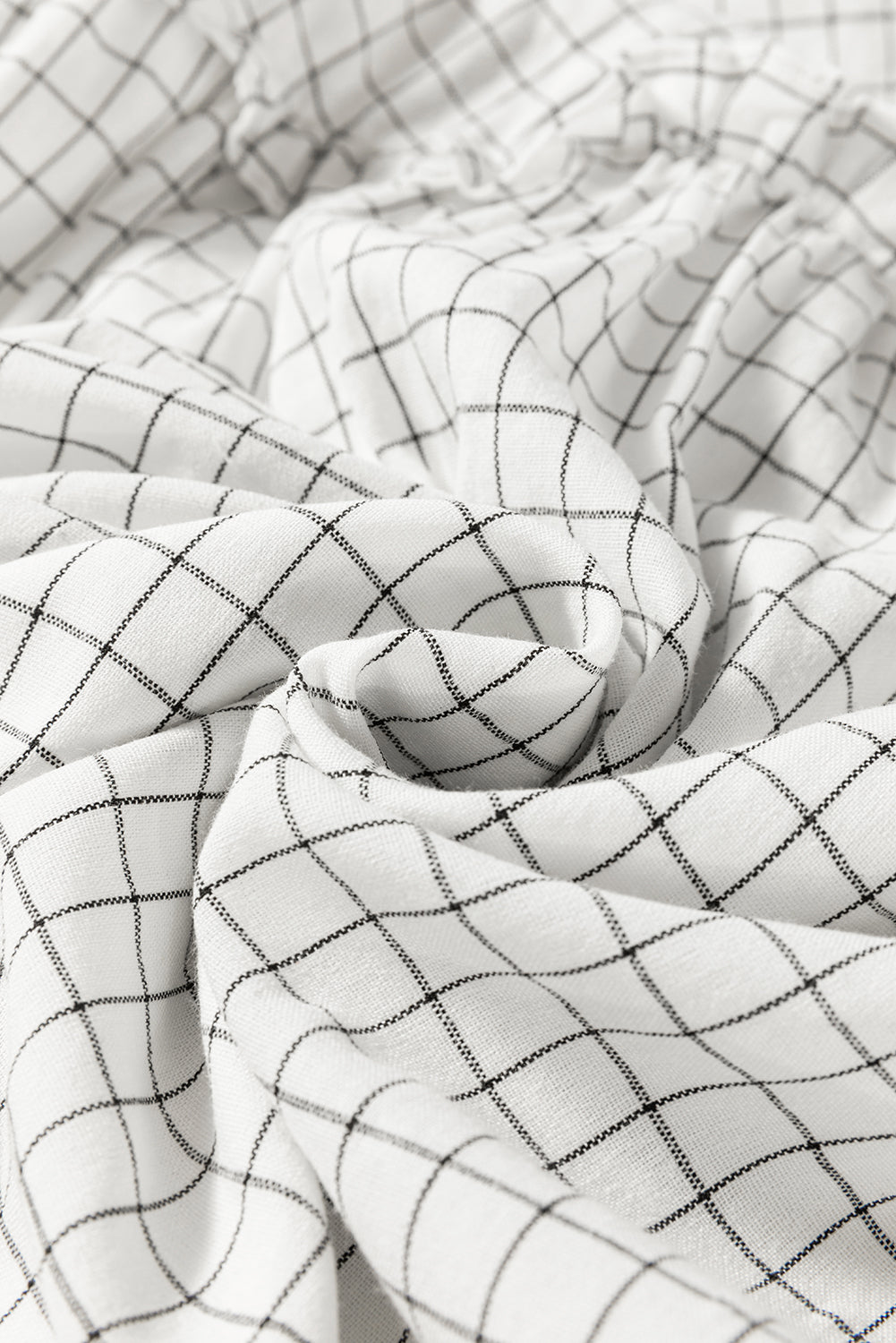 Buy Frill Plaid Notched Balloon Sleeve Mini Dress by Faz