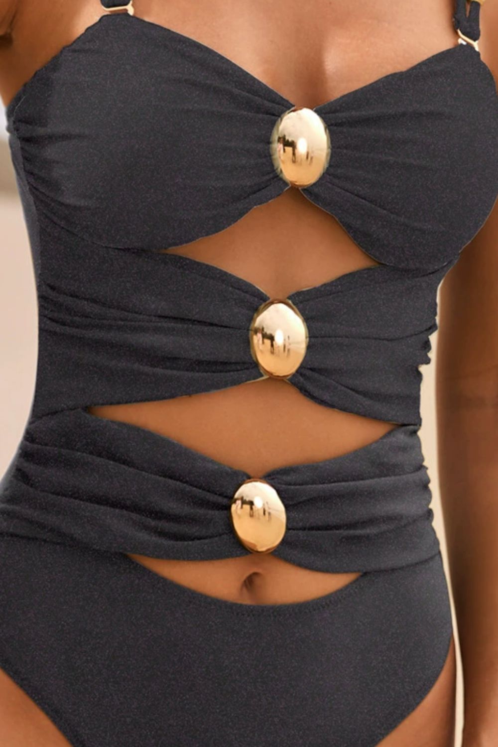 Buy Cutout Ruched Sweetheart Neck One-Piece Swimwear by Faz