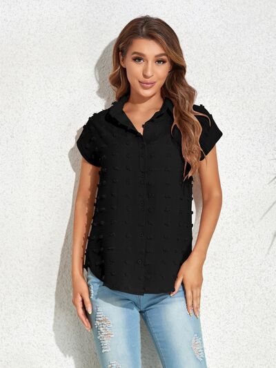 Buy Swiss Dot Button Up Cap Sleeve Shirt by J@T@M
