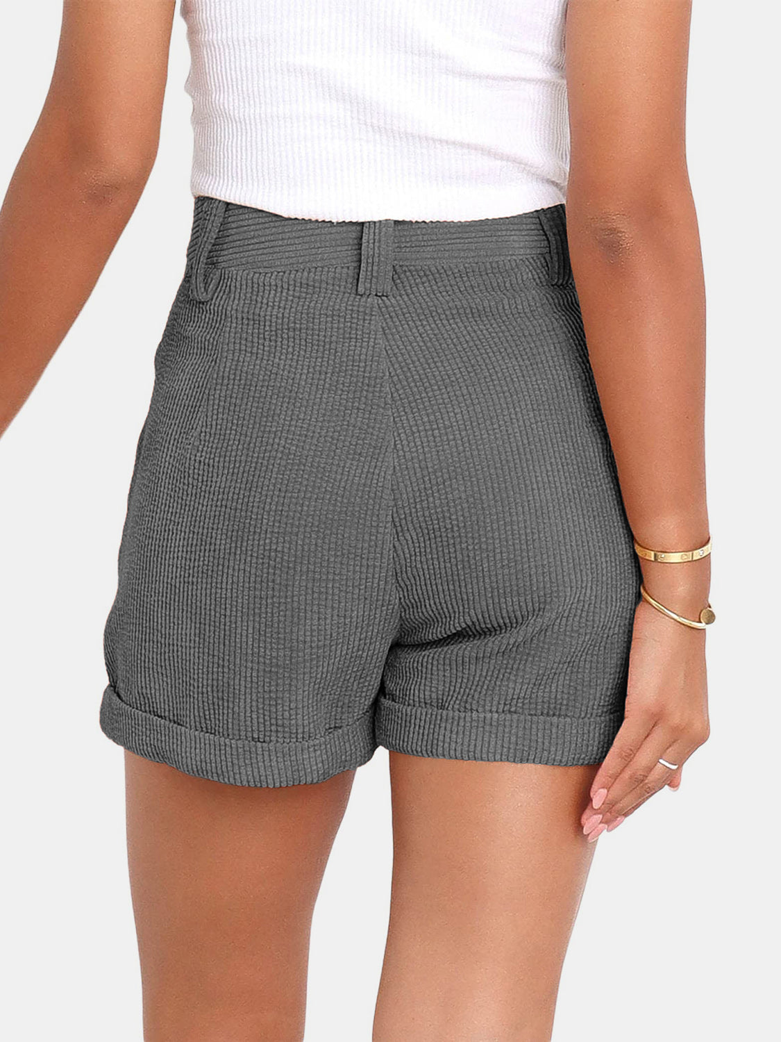 Buy Full Size High Waist Shorts with Pockets by Faz