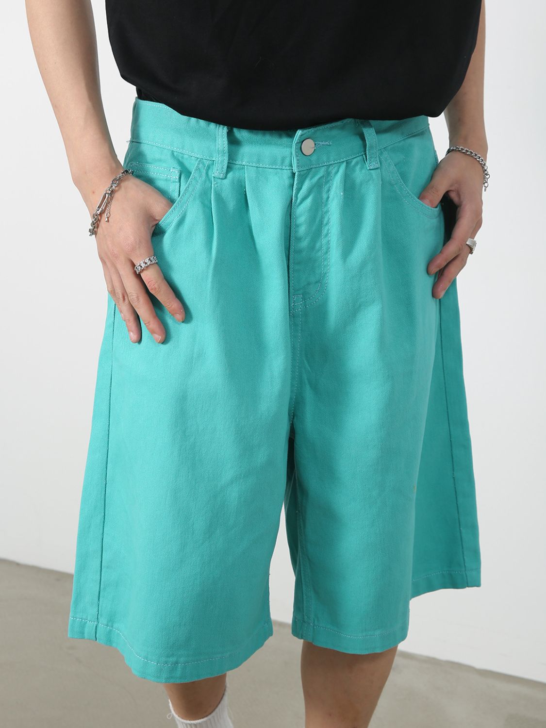 Buy Mid Rise Denim Shorts by Faz