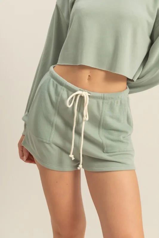Drawstring Mid Waist Shorts