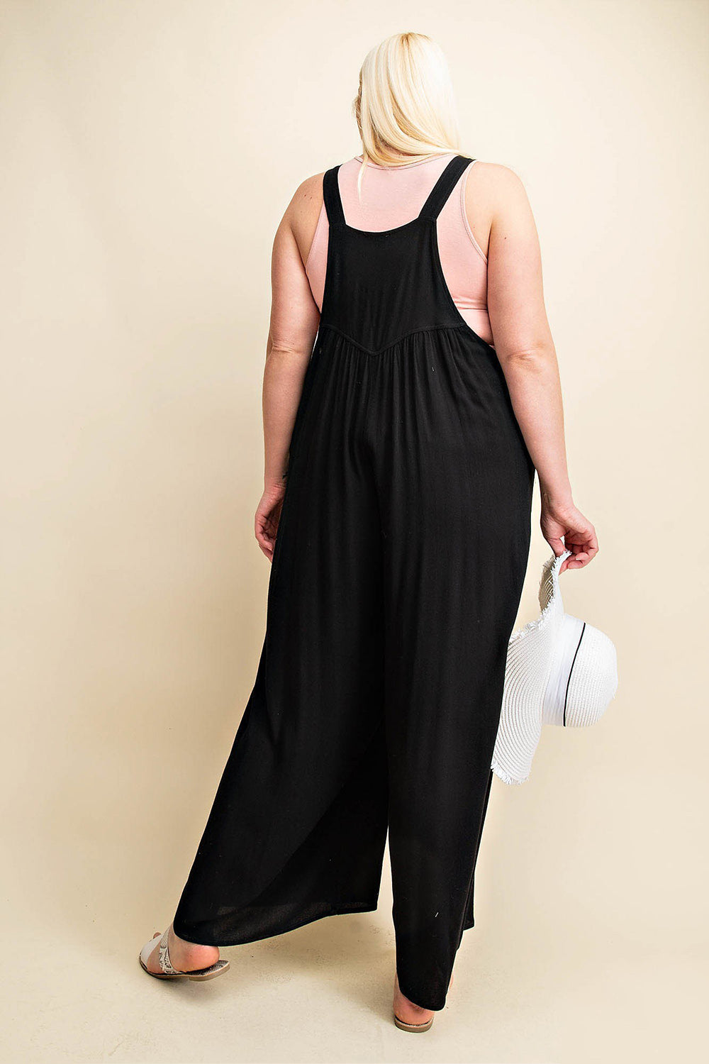 Buy Full Size Sleeveless Ruched Wide Leg Overalls by Faz