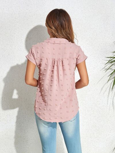 Buy Swiss Dot Button Up Cap Sleeve Shirt by J@T@M