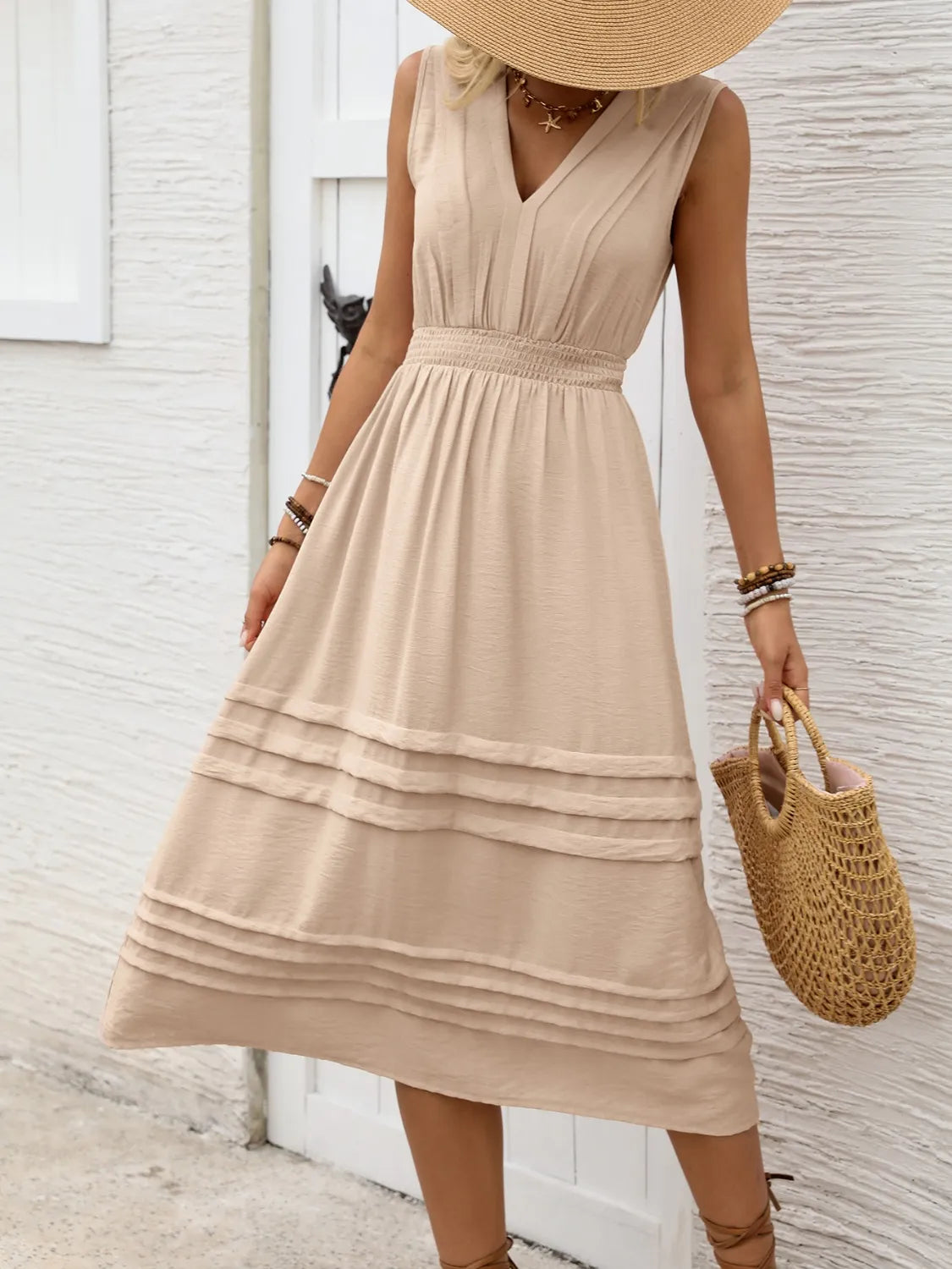 Buy V-Neck Sleeveless Midi Dress by Faz