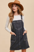 Buy Wide Strap Denim Overall Dress with Pockets by Faz