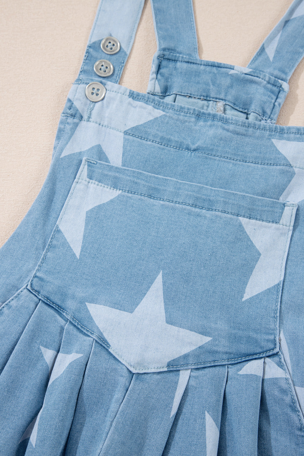 Buy Star Print Square Neck Denim Overalls by Faz