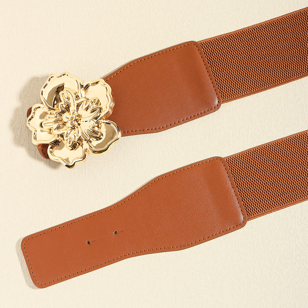 Buy Flower Alloy Buckle Elastic Belt by Faz