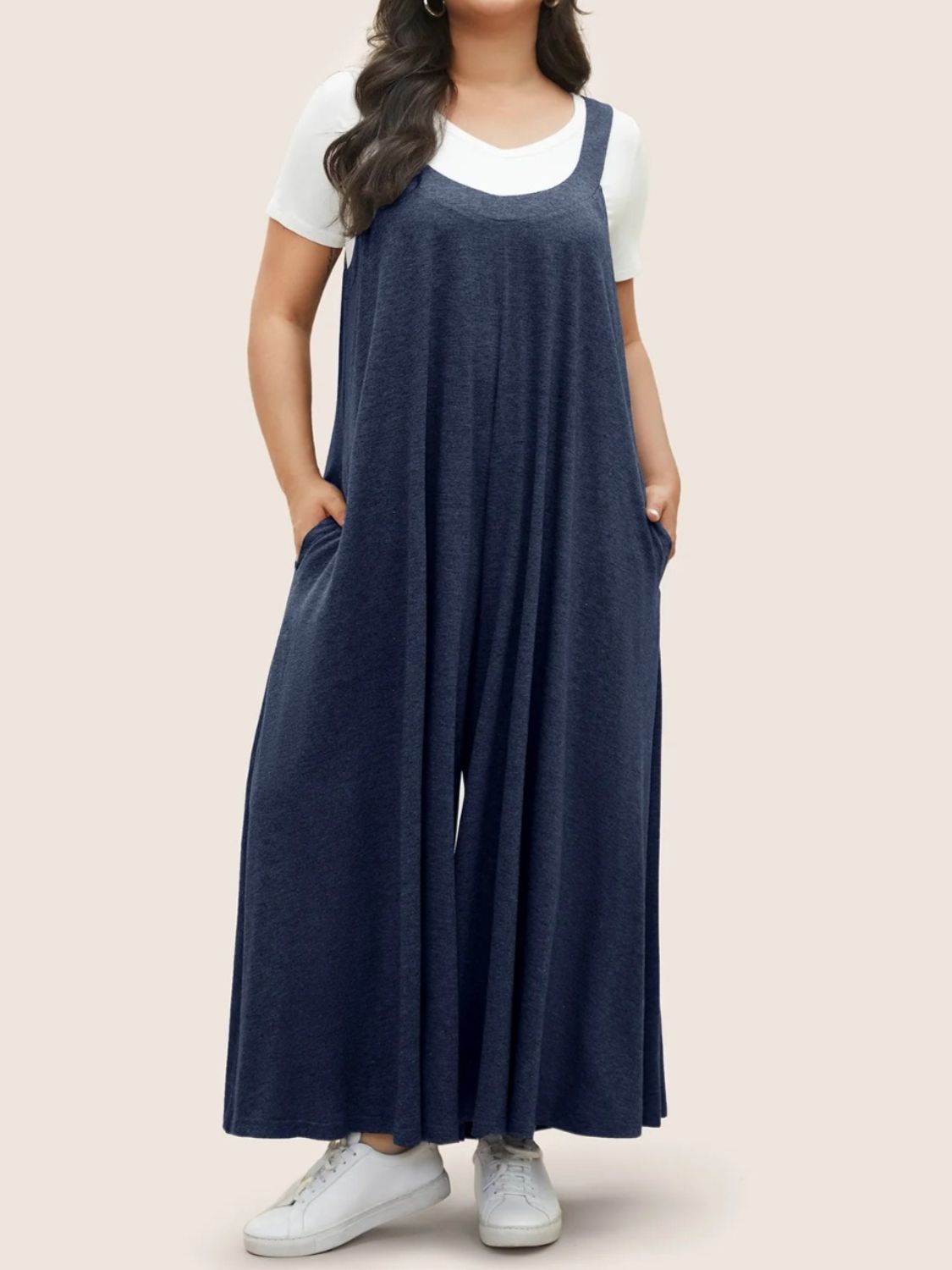 Buy Full Size Pocketed Wide Leg Overalls by Faz