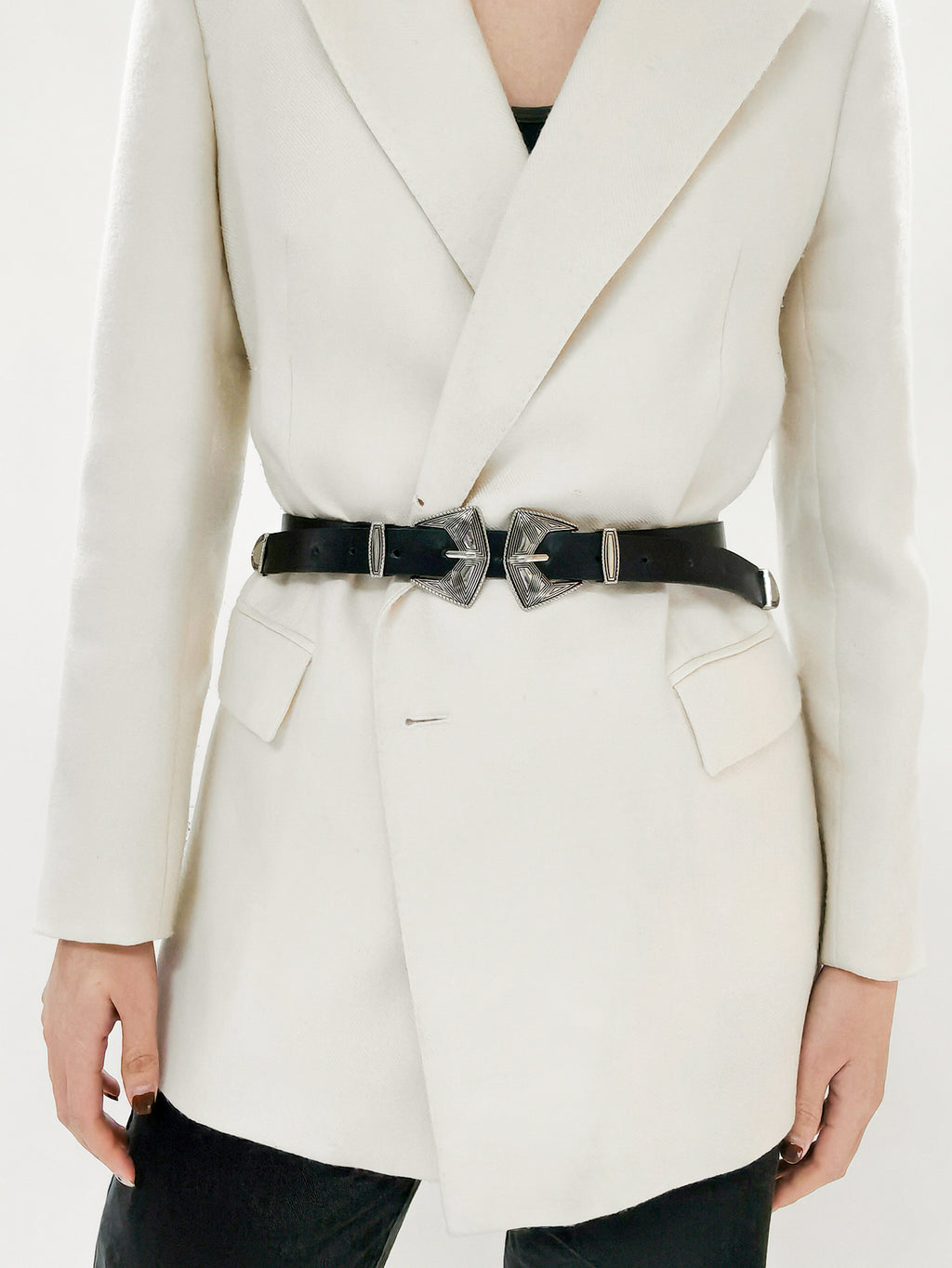 Buy Double Buckle PU Leather Belt by Faz