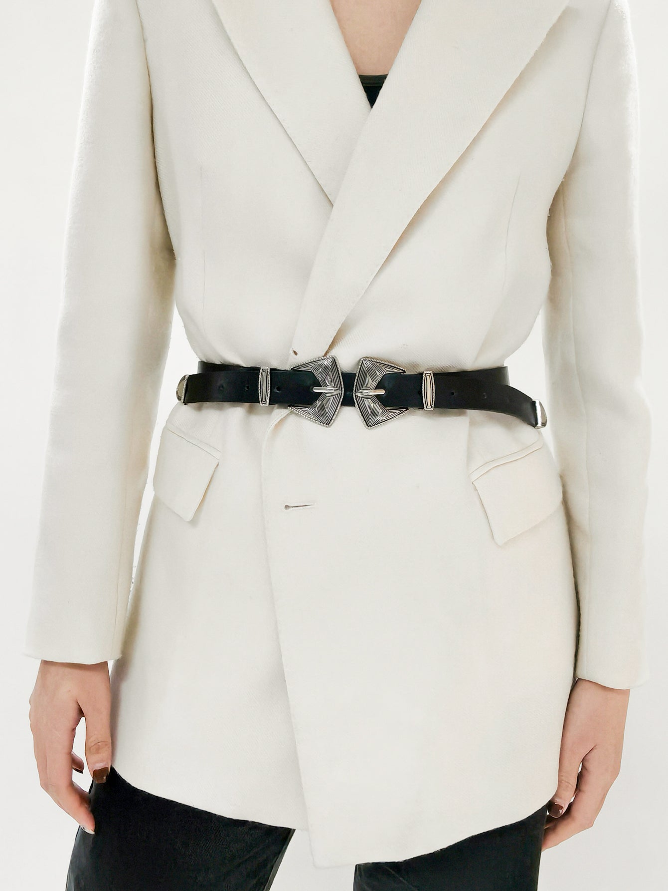 Buy Double Buckle PU Leather Belt by Faz