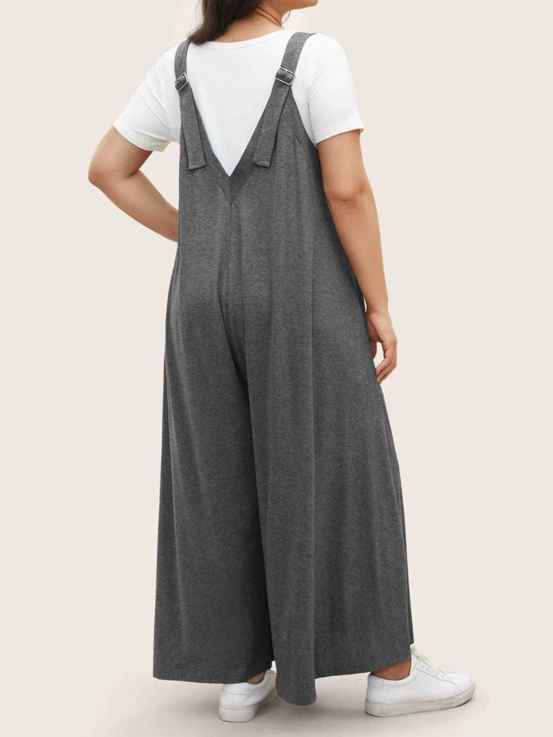 Buy Full Size Pocketed Wide Leg Overalls by Faz