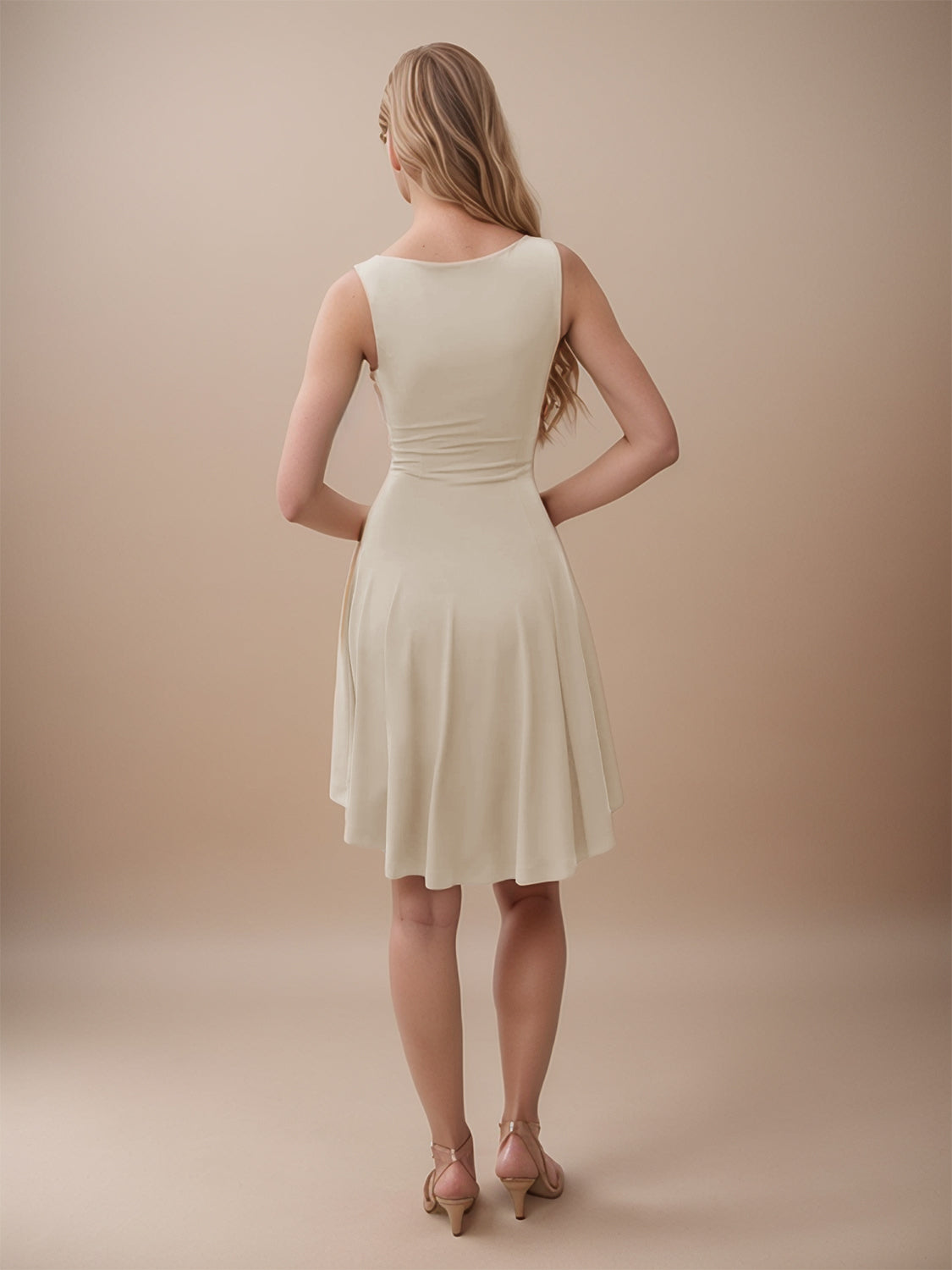 Buy High-Low Round Neck Sleeveless Mini Dress by Faz