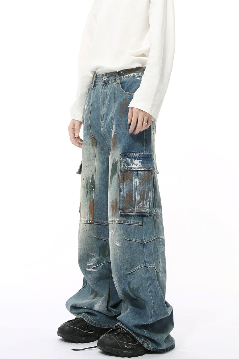 Buy Waste Soil Style Jeans with Cargo Pockets by Faz