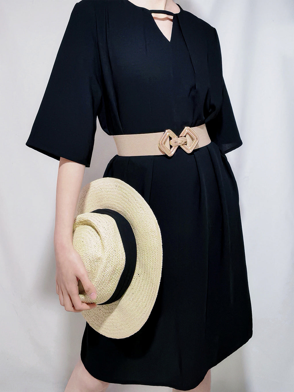 Buy Geometric Buckle Elastic Wide Belt by Faz