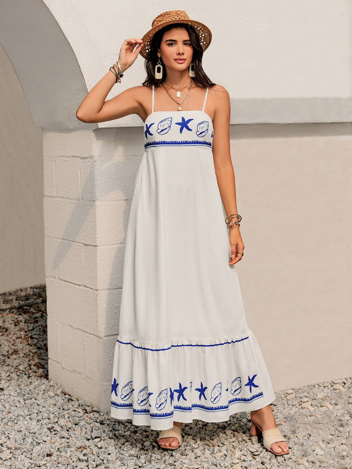 Buy Printed Square Neck Maxi Cami Dress by Faz