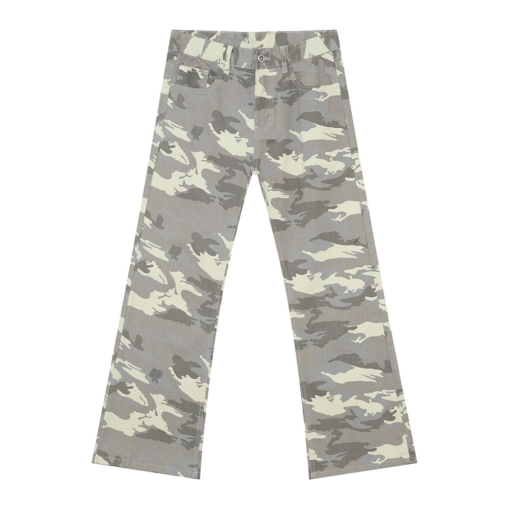 Buy Camouflage Bootcut Jeans with Pockets by Faz