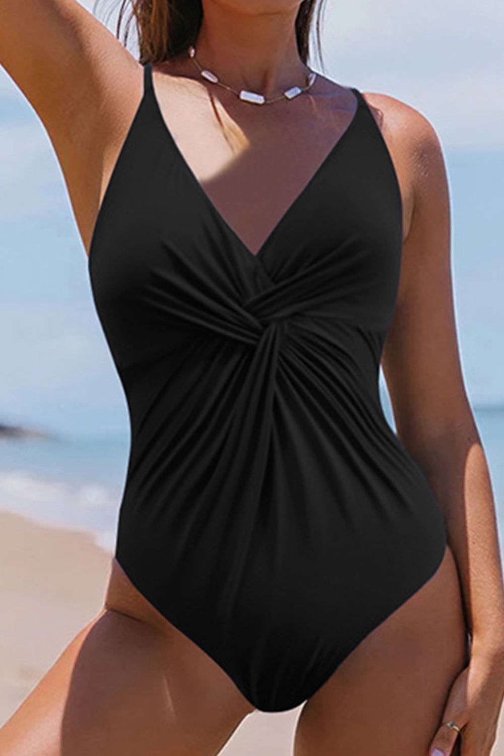 Buy Twisted Crisscross V-Neck One-Piece Swimwear by Faz