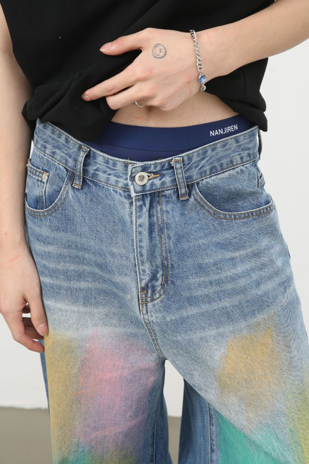 Buy Men's Contrast Wide Leg Jeans by Faz