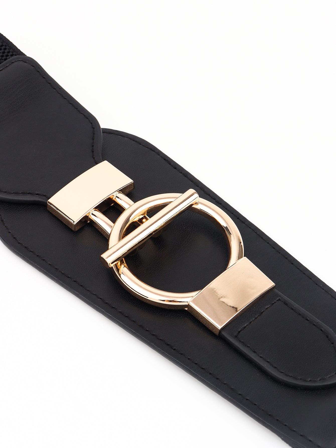 Buy PU Elastic Wide Belt with Alloy Buckle by Faz